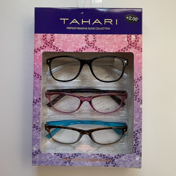 Tahari +2.00 Reading Glasses Tortoise Pink Black - Picture 1 of 5
